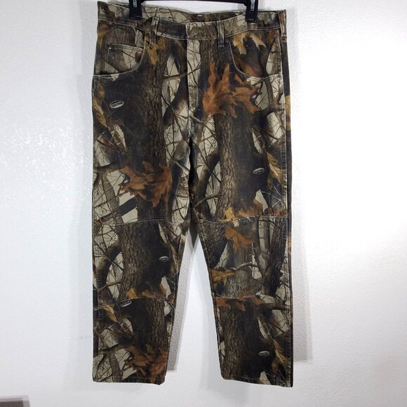 VTG Wrangler Mens Premium Quality Real Tree Camo Jeans 36 x 30 Double Knee - Picture 1 of 12